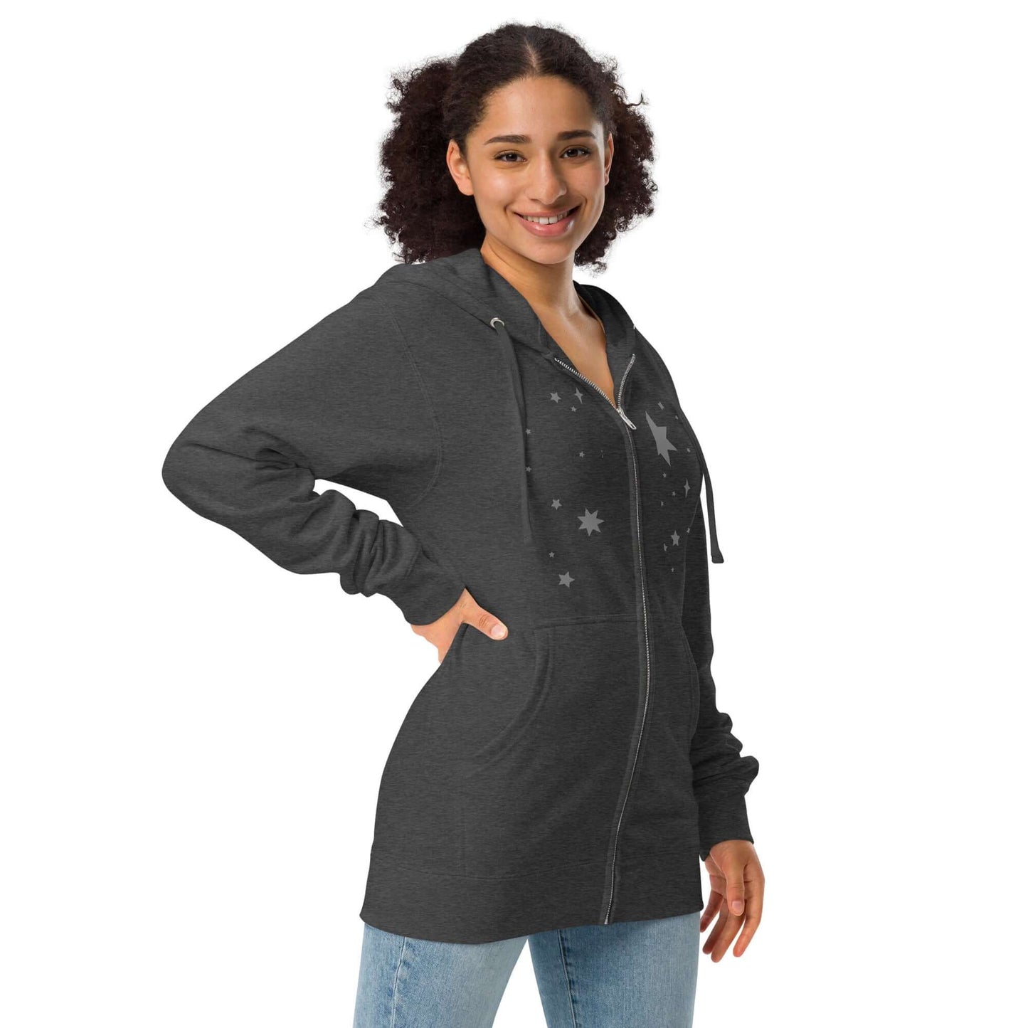 Unisex fleece zip up hoodie